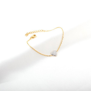 Delicate Gold Heart Bracelet with Sparkling Charm