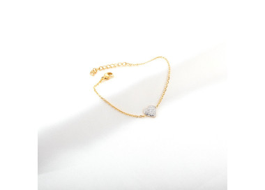 Delicate Gold Heart Bracelet with Sparkling Charm