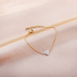 Delicate Gold Heart Bracelet with Sparkling Charm