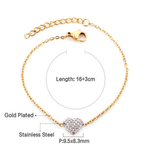 Delicate Gold Heart Bracelet with Sparkling Charm