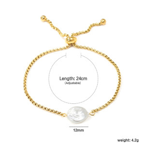 Elegant Adjustable Gold Bracelet with Pearl Accent