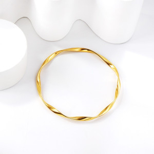 Twisted Gold Bangle - Elegant Minimalist Jewelry Piece