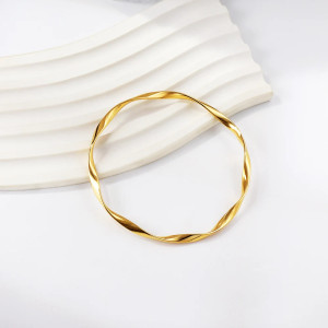 Twisted Gold Bangle - Elegant Minimalist Jewelry Piece