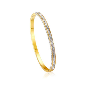 Elegant Gold Bangle Bracelet with Rhinestones - Chic Accessory