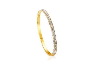 Elegant Gold Bangle Bracelet with Rhinestones - Chic Accessory