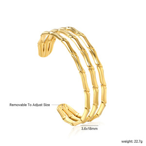 Gold Bamboo-Inspired Cuff Bracelet - Chic Fashion Jewelry