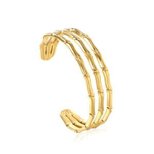 Gold Bamboo-Inspired Cuff Bracelet - Chic Fashion Jewelry