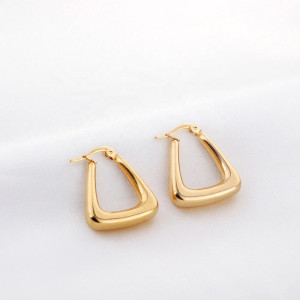 Gold-Tone Triangular Hoop Earrings for Everyday Elegance