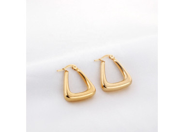 Gold-Tone Triangular Hoop Earrings for Everyday Elegance