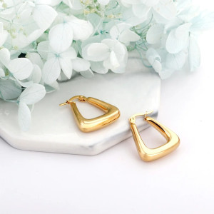 Gold-Tone Triangular Hoop Earrings for Everyday Elegance