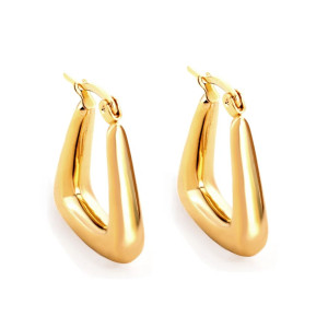 Gold-Tone Triangular Hoop Earrings for Everyday Elegance