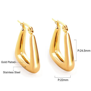 Gold-Tone Triangular Hoop Earrings for Everyday Elegance