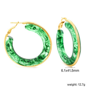 Vibrant Green Hoop Earrings with Gold Accents - Statement Jewelry