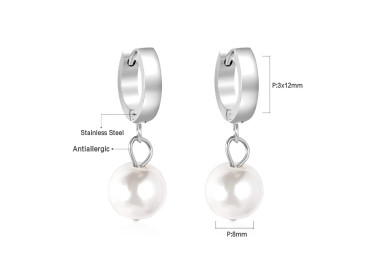 Silver Stainless Steel Pearl Earrings - Elegant & Versatile