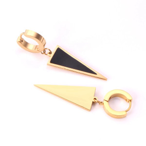 Geometric Dangle Earrings: Bold Black & Gold Design