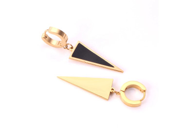 Geometric Dangle Earrings: Bold Black & Gold Design