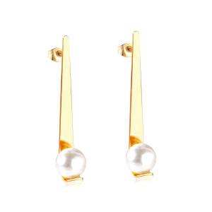 Gold Pearl Drop Earrings - Elegant Modern Jewelry