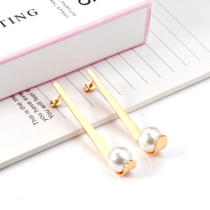 Gold Pearl Drop Earrings - Elegant Modern Jewelry