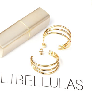 Elegant Gold Hoop Earrings in Stylish Container - Libellulas