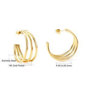 Elegant Gold Hoop Earrings in Stylish Container - Libellulas