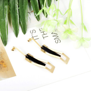 Elegant Geometric Gold & Black Earrings for Any Occasion