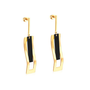 Elegant Geometric Gold & Black Earrings for Any Occasion