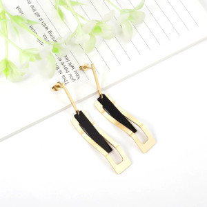 Elegant Geometric Gold & Black Earrings for Any Occasion