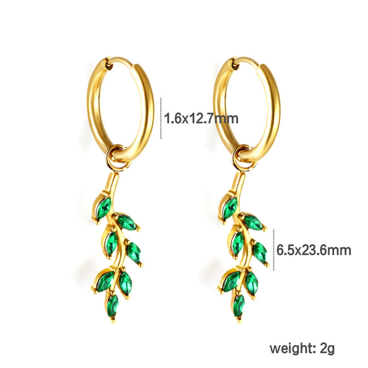 Elegant Gold & Green Leaf Hoop Earrings for Any Occasion