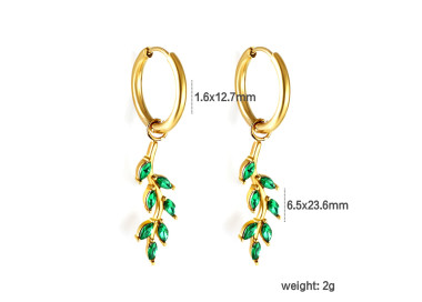 Elegant Gold & Green Leaf Hoop Earrings for Any Occasion