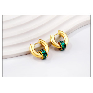 Gold & Emerald Hoop Earrings - Elegant Fashion Jewelry