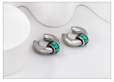 Emerald Accent Hoop Earrings - Elegant Fashion Jewelry