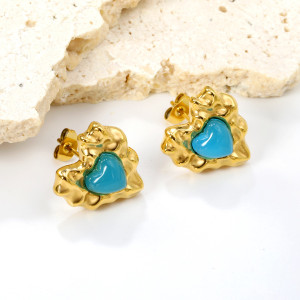 Stylish Gold & Turquoise Heart Earrings for Every Occasion