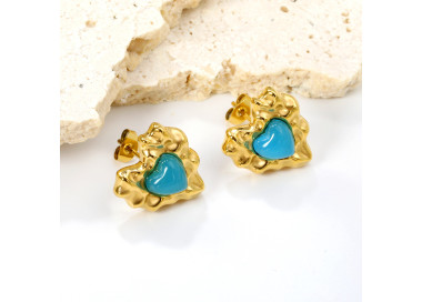 Stylish Gold & Turquoise Heart Earrings for Every Occasion