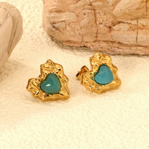 Stylish Gold & Turquoise Heart Earrings for Every Occasion