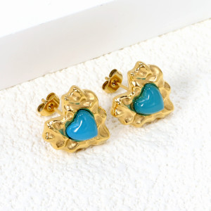 Stylish Gold & Turquoise Heart Earrings for Every Occasion