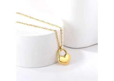 Gold Heart Padlock Necklace - Elegant Fashion Accessory