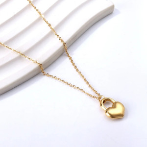 Gold Heart Padlock Necklace - Elegant Fashion Accessory