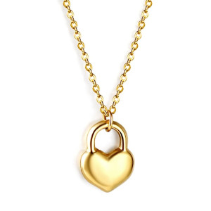 Gold Heart Padlock Necklace - Elegant Fashion Accessory