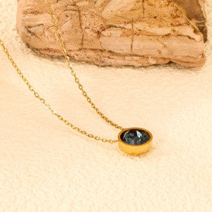 Elegant Gold-Tone Necklace with Sparkling Pendant