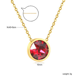 Elegant Red Gemstone Necklace in Gold-tone Setting