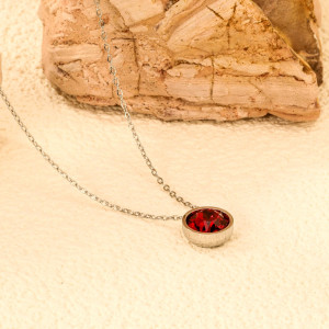 Elegant Red Gemstone Necklace - Timeless Minimalist Style