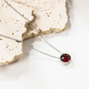 Elegant Red Gemstone Necklace - Timeless Minimalist Style