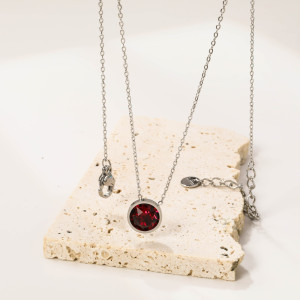 Elegant Red Gemstone Necklace - Timeless Minimalist Style