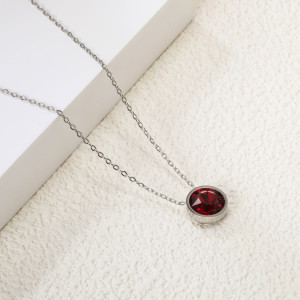 Elegant Red Gemstone Necklace - Timeless Minimalist Style