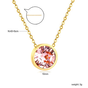 Delicate Gold-Toned Necklace with Pink Gemstone Pendant