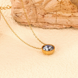 Elegant Gold Necklace with Light Blue Pendant