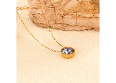 Elegant Gold Necklace with Light Blue Pendant