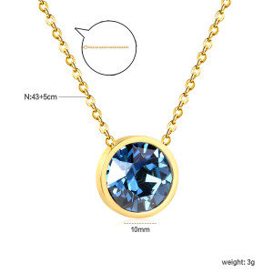 Elegant Gold-Toned Necklace with Deep Blue Pendant