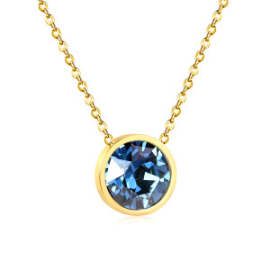 Elegant Gold-Toned Necklace with Deep Blue Pendant