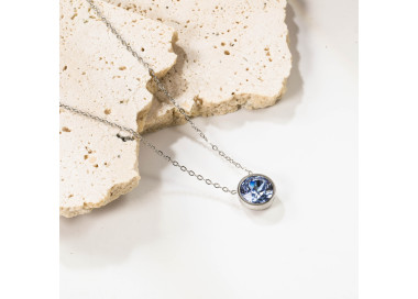 Elegant Silver Necklace with Light Blue Gemstone Pendant